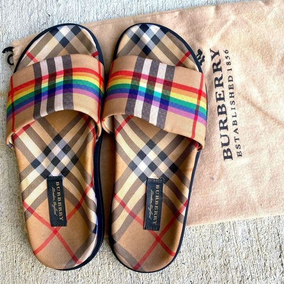 Burberry Shoes - Burberry Ashmore rainbow vintage slides 🌈🏳️‍🌈